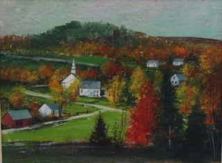 Vintage HOWARD CONNOLLY Fall Autumn Vermont Landscape Watercolor Painting 3