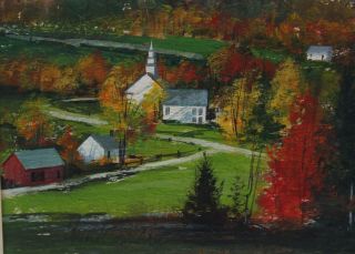 Vintage HOWARD CONNOLLY Fall Autumn Vermont Landscape Watercolor Painting 4