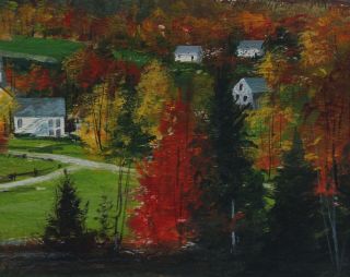 Vintage HOWARD CONNOLLY Fall Autumn Vermont Landscape Watercolor Painting 5