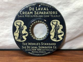 Vintage Rare De Laval Cream Separators Advertising Tin Litho Broom Holder