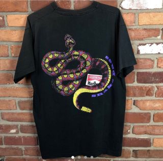 Vtg 90s Marlboro Adventure Team Snake Pass Asap Rocky Black Pocket T - Shirt Xl