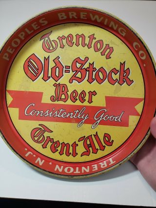 Vintage Trenton Old Stock Beer Peoples Brewing Co Tray Jersey Trent Ale 12 "