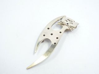 Vintage Sterling Silver Modernist Cat Brooch Pin