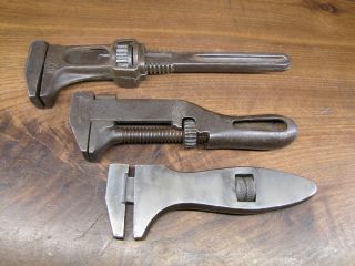 Vtg Antique Girard 1882 Monkey Wrench,  International Harvester & British Wrench.