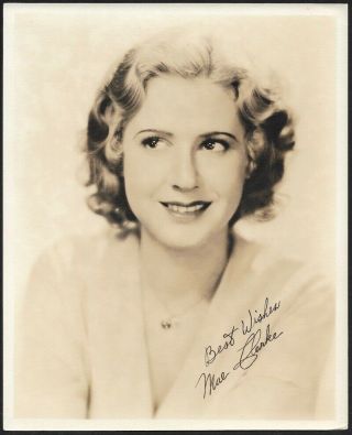 Vintage 1930s Charming Star Mae Clarke Sepia Portrait Photograph Signed In Image