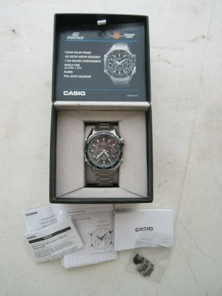 Vintage Boxed Casio Edifice 5123 Eqs 500 Chronograph World Time Watch Nr