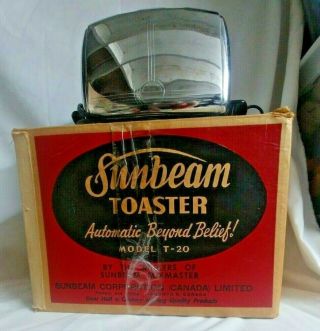 Vintage Mid Century 1950s T - 20b Sunbeam Automatic Toaster Art Deco Box