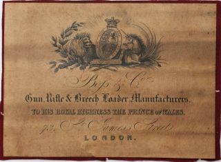 Boss & Co Vintage Two Paper Labels For Shotgun Case For Holland & Holland Purdey