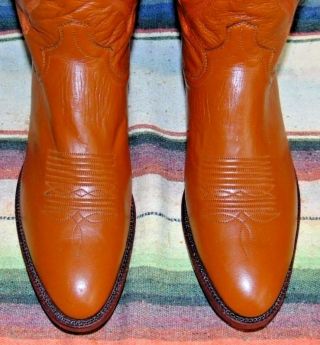 Mens Vintage Panhandle Slim Tan Brown Leather Cowboy Boots 9 D 4