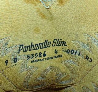 Mens Vintage Panhandle Slim Tan Brown Leather Cowboy Boots 9 D 5