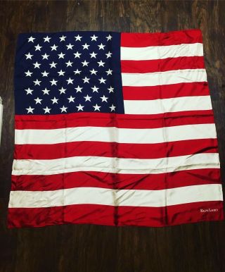 Ralph Lauren Us Flag Silk 34 " Scarf,  - Red White Blue - 50 Star