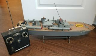 Vintage Rc Motorized Us Navy Torpedo Boat Pt 109 W/ World Engines Digital Remote