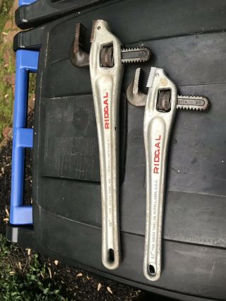 Vintage Ridgid Ridgal Offset End Aluminum Pipe Wrenches 14” And 18”