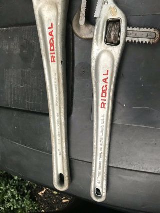 Vintage Ridgid Ridgal Offset End Aluminum Pipe Wrenches 14” And 18” 3