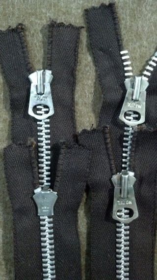 4 - Zippers/brn - Cotton/usa/vtg " Talon Bell Tab " Pant/skirt/polo/boot/11 " Metal 5