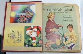 VINTAGE SCRAP BOOK FULL OF CHRISTMAS AND GREETING CARDS 2