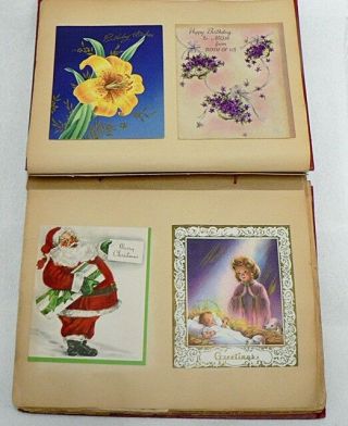 VINTAGE SCRAP BOOK FULL OF CHRISTMAS AND GREETING CARDS 3
