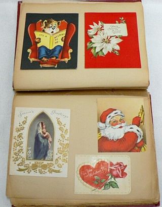 VINTAGE SCRAP BOOK FULL OF CHRISTMAS AND GREETING CARDS 4