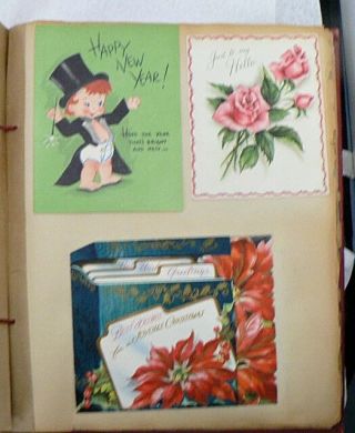VINTAGE SCRAP BOOK FULL OF CHRISTMAS AND GREETING CARDS 6