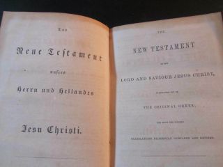 Vintage 1854 HOLY BIBLE TESTAMENT BOTH IN ENGLISH AND GERMAN OR DUTCH. 3