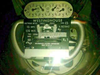 Vintage Westinghouse Electric Meter Type cs821542 120 15 amp Volts Single phase 3