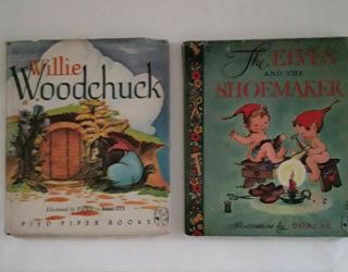 VINTAGE CHILDRENS BOOKS (5) - PIED PIPER & LITTLE GOLDEN - 1940 ' S - WITH COVERS 2