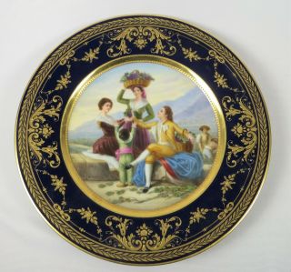 Antique Hutschenreuther Dresden Cabinet Plate Hand Painted Gold Signed 10 " Vtg.