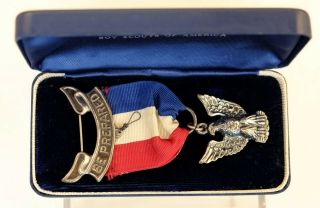 Vintage Boy Scout Sterling Eagle Scout Badge Award Medal With Box