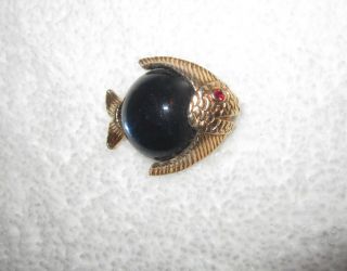 Vintage Ktf Trifari Alfred Philippe Jelly Belly Fish Pin Blue Gold Red - -