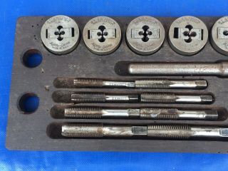 Antique Vintage Greenfield Little Giant 311 Screw Plate Tap Die Set & Wooden Box 4