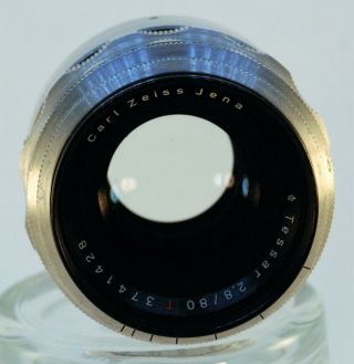 Vintage Carl Zeiss Jena Tessar f2.  8/80mm Lens Germany 2
