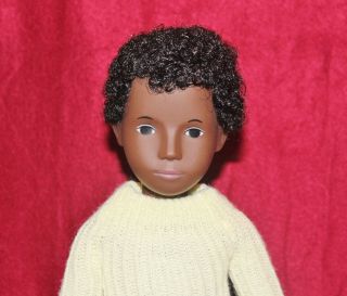 16 " Vintage 318 Sasha Doll Caleb,  Black Hair Brown Eyes,  Tag And Box,  England.
