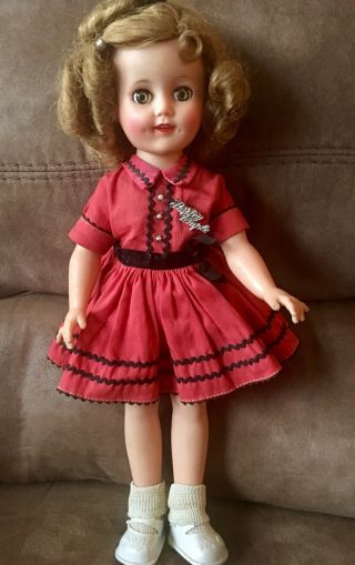 Vintage Ideal 15 " Vinyl Shirley Temple Doll Tagged Dress & Pin