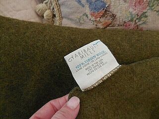 ❤️ Vintage Faribault Virgin Wool Blanket Military Olive Green Cabin Camping ❤️