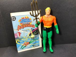 Vintage 1984 Kenner Dc Powers Aquaman Complete W/ Trident & Mini Comic