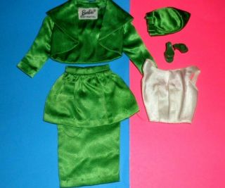 BARBIE 959 THEATER DATE green evening suit complete 1960 ' s Vintage Barbie 1963 2