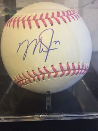Mike Trout Autographed Official Mlb Baseball Rare Breast Cancer Version Psa