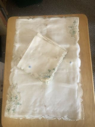68 Vintage Linen Placemats & Napkins Jabara Portugal Cut Work Outs Embroidery 4