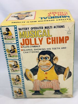 VTG 1950’s Daishin Musical Jolly Chimp Monkey With Box,  Tag,  Insert 3