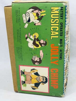 VTG 1950’s Daishin Musical Jolly Chimp Monkey With Box,  Tag,  Insert 5