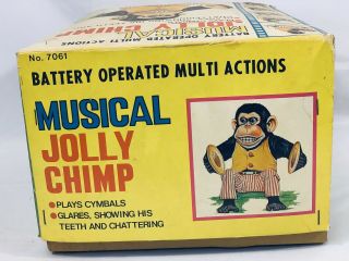 VTG 1950’s Daishin Musical Jolly Chimp Monkey With Box,  Tag,  Insert 6