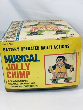 VTG 1950’s Daishin Musical Jolly Chimp Monkey With Box,  Tag,  Insert 7