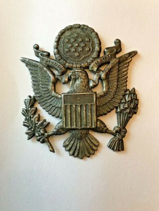 Vintage Wwii Us Army Officer Hat Pin Badge Crest Military E.  Pluribus Unum Eagle