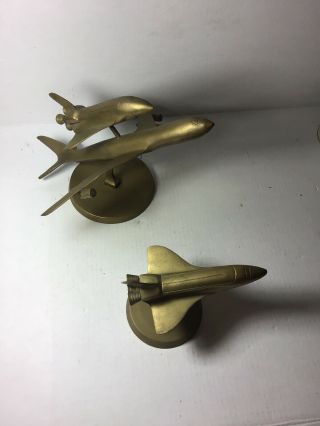 VINTAGE BRASS NASA BOEING 747 SPACE SHUTTLE PIGGYBACK ENTERPRISE DESK MODEL Bin2 2