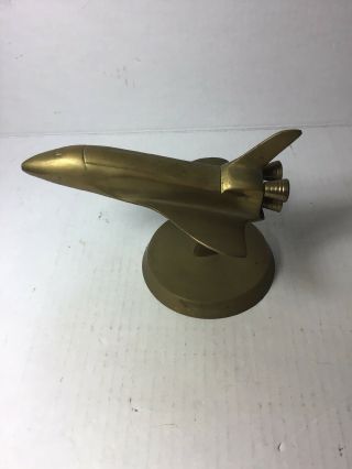 VINTAGE BRASS NASA BOEING 747 SPACE SHUTTLE PIGGYBACK ENTERPRISE DESK MODEL Bin2 8