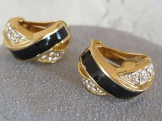 Estate Vintage Christian Dior Choker Necklace & Clip Earrings Set Crystal Enamel 3