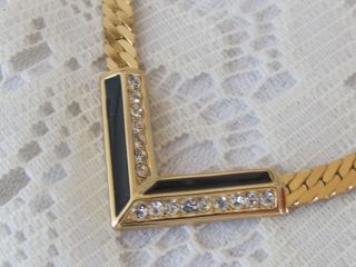 Estate Vintage Christian Dior Choker Necklace & Clip Earrings Set Crystal Enamel 4