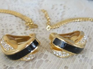 Estate Vintage Christian Dior Choker Necklace & Clip Earrings Set Crystal Enamel 5
