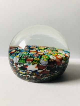 Vintage Murano Fratelli Toso Glass Paperweight Millefiori Italy 4