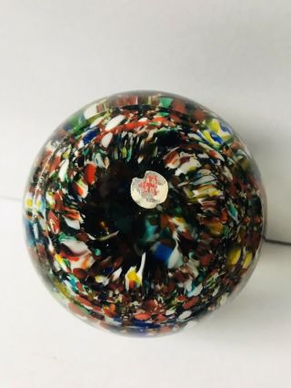 Vintage Murano Fratelli Toso Glass Paperweight Millefiori Italy 5